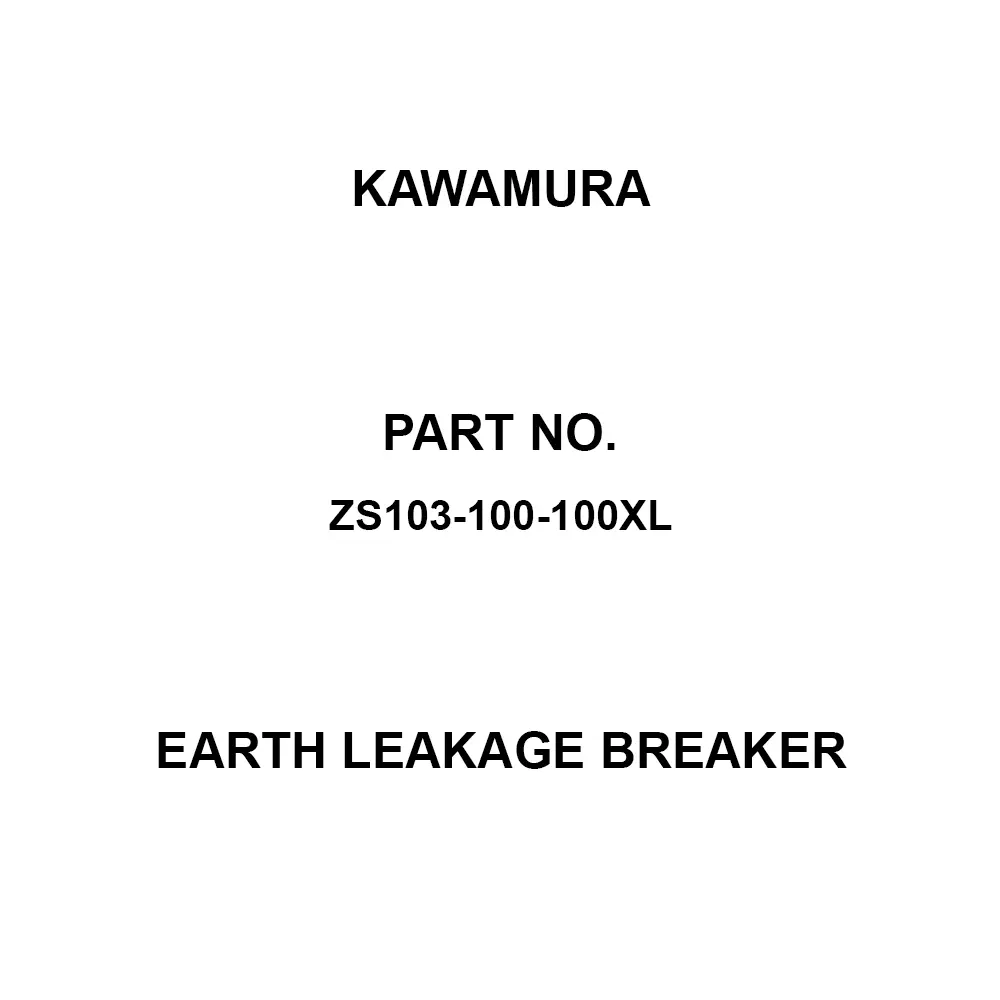Kawamura Earth Leakage Breaker 2P2E 100 Amp Rated Current, ZS102-100-100X