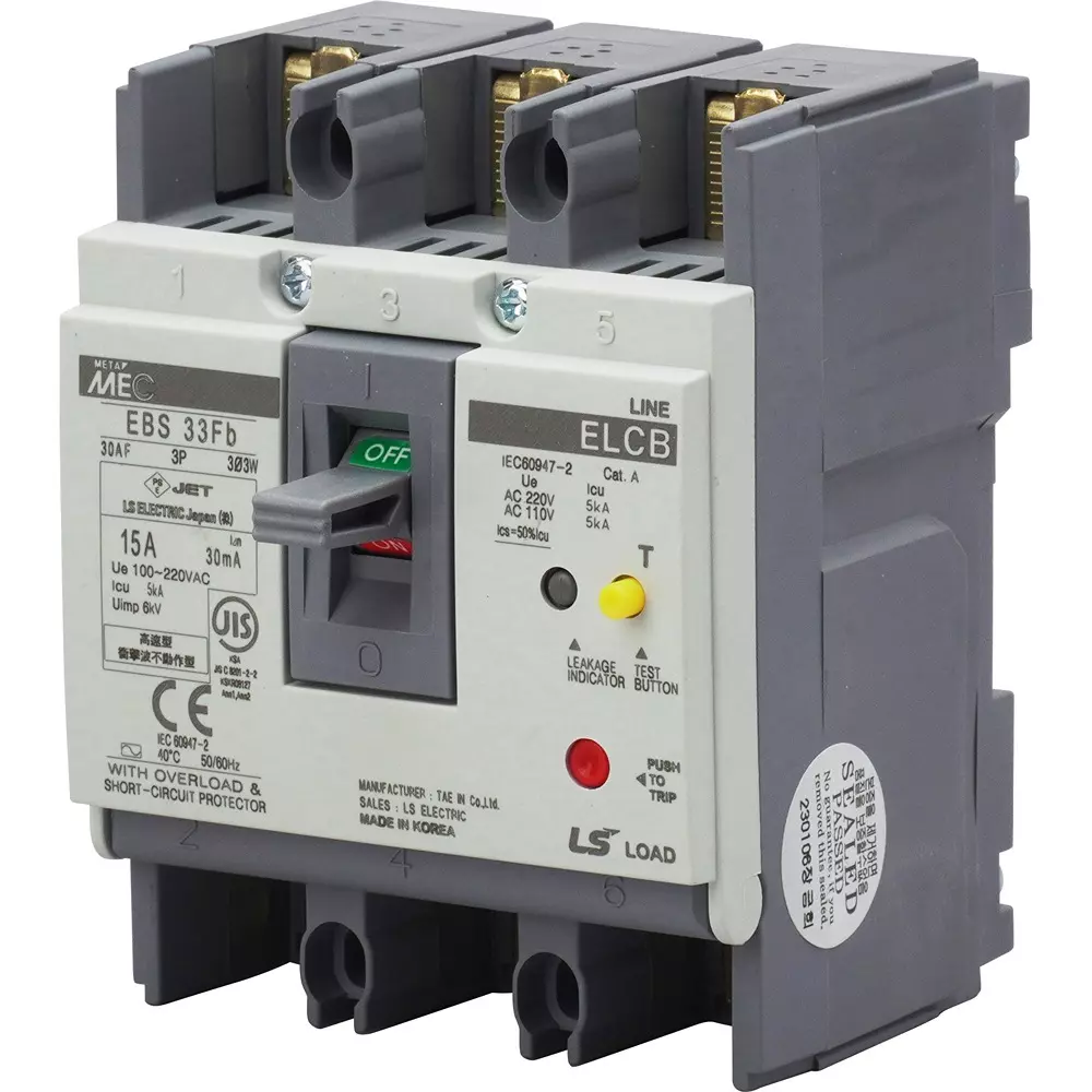 LS Electric Earth Leakage Breaker 15 Amp Rated Current, EBS33Fb/15A30mA