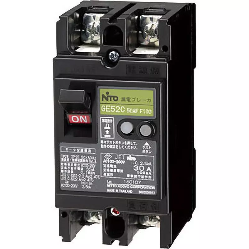 NITTO KOGYO Earth Leakage Breaker 30 A Rated Current, GE52C2P30AF100