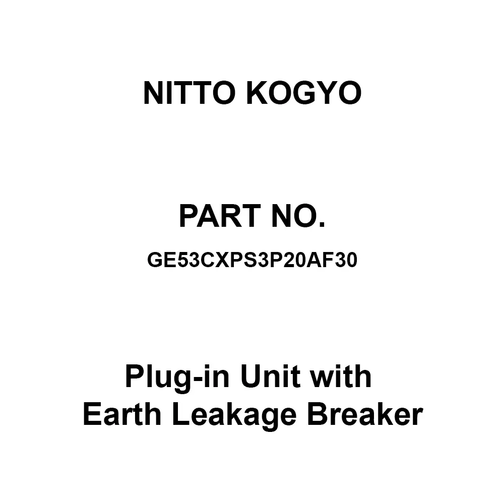 NITTO KOGYO Plug-in Unit with Earth Leakage Breaker, GE53CXPS3P20AF30