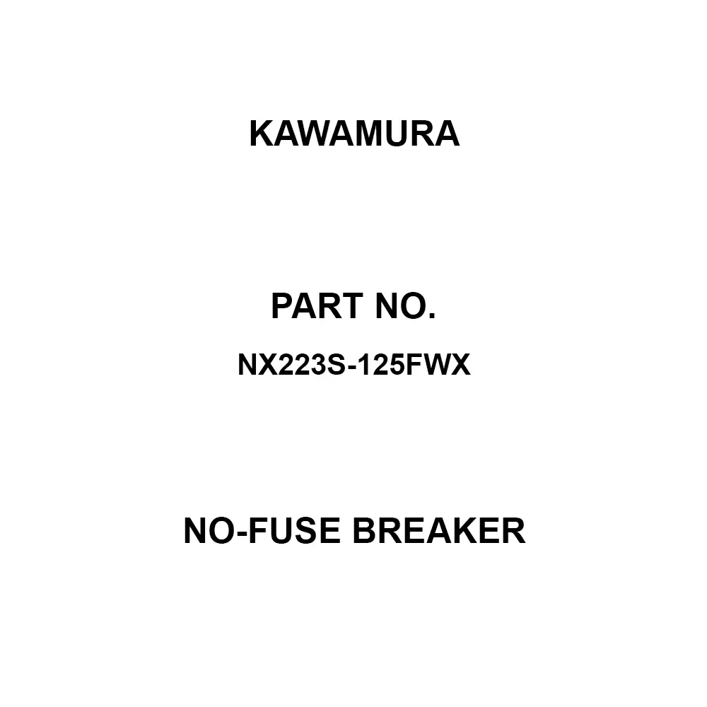 Kawamura No-Fuse Breaker 3P3E 100 Amp Rated Current, NL103-100L