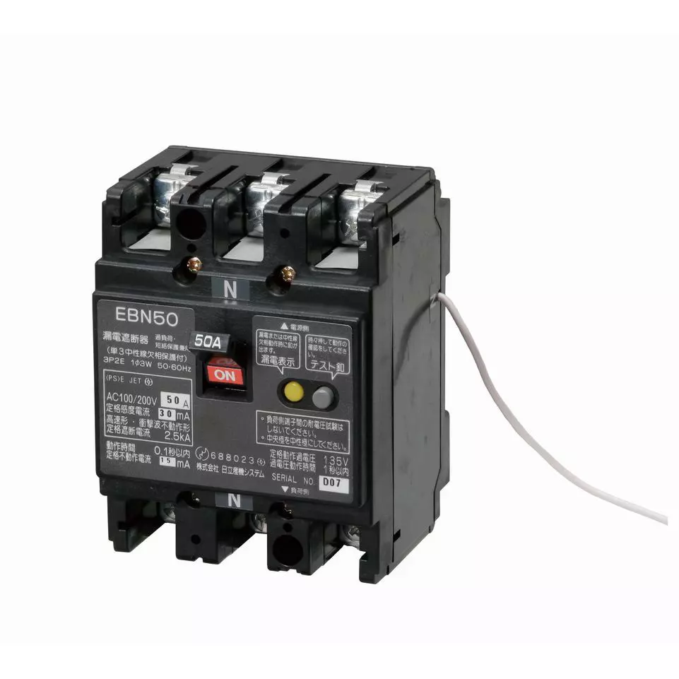 Hitachi Earth Leakage Breaker 50 Amp Rated Current, EBN50B 3P50A30MA