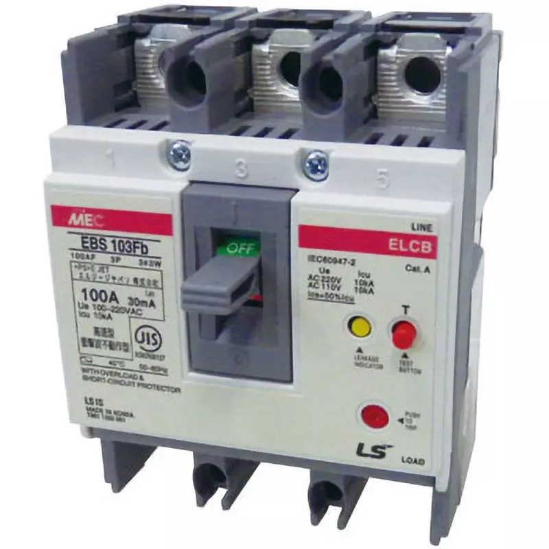 LS Electric Earth Leakage Breaker 100 Amp Rated Current, EBS103Fb/100A30mA
