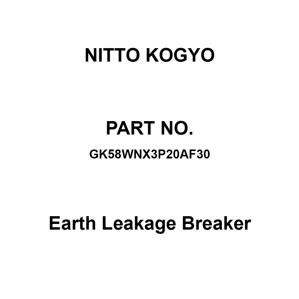 NITTO KOGYO Earth Leakage Breaker 20 A Rated Current, GK58WNX3P20AF30