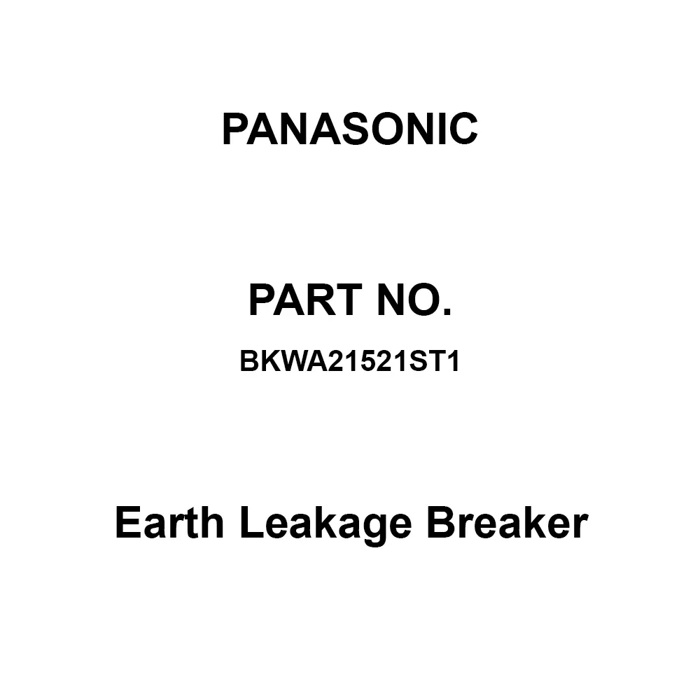 Panasonic Earth Leakage Breaker 2P 15 Amp Rated Current, BKWA21521ST1