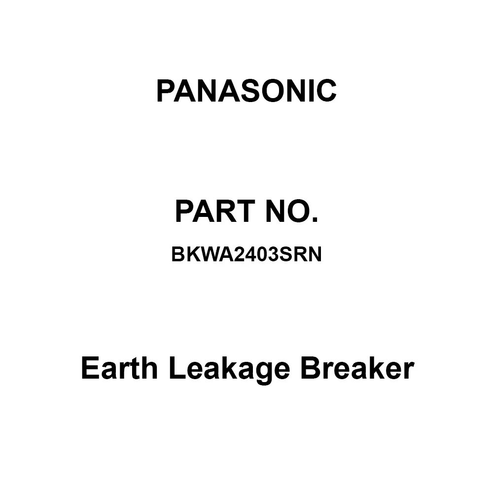 Panasonic Earth Leakage Breaker 2P2E 40 Amp Rated Current, BKWA2403SRN