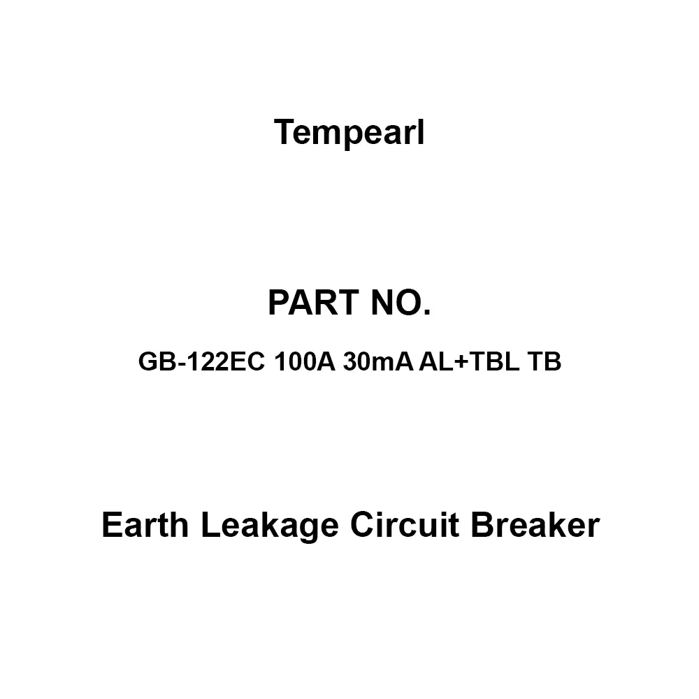 Tempearl Economic Type Earth Leakage Circuit Breaker 2P2E, GB-122EC 100A 30mA AL+TBL TB