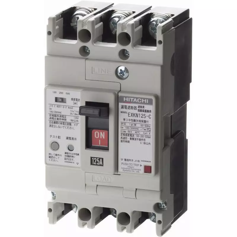 Hitachi Earth Leakage Breaker 60 Amp Rated Current, EXKN125-C 3P 60AN