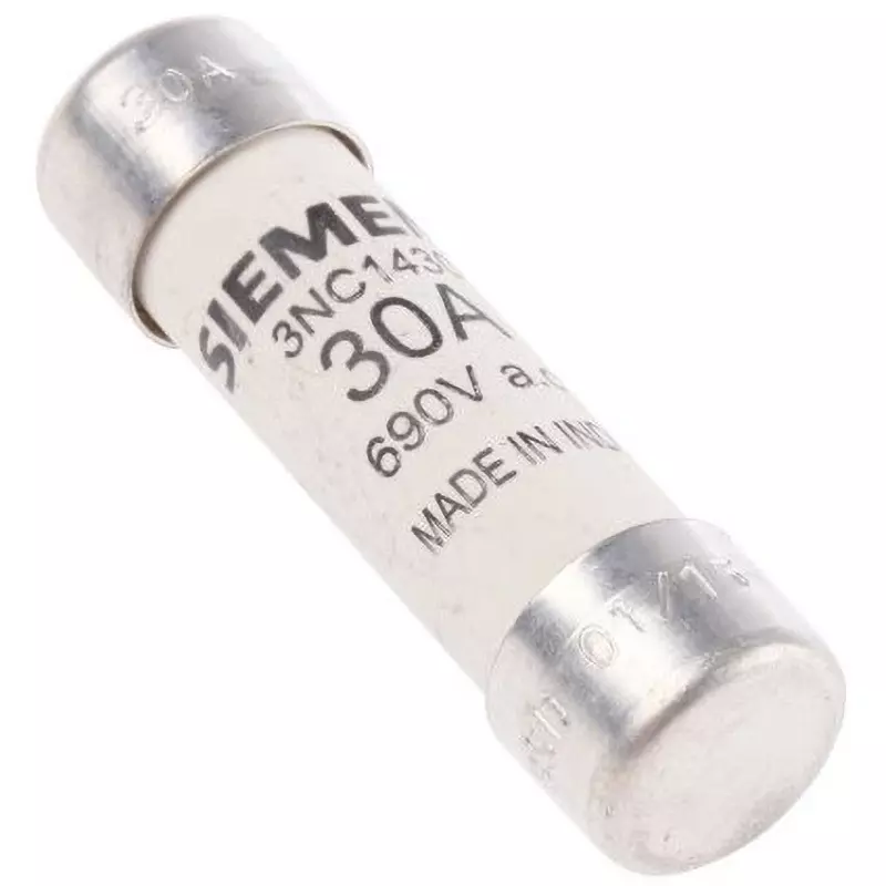 Siemens Tube Fuse 690AC V Rated Voltage, 3NC1430 (Pack of 10)