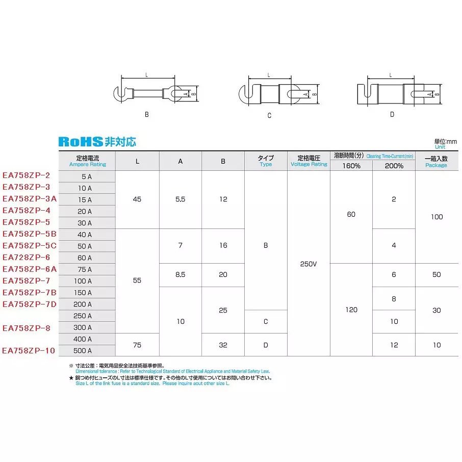 esco-copper-claw-fuse-250-v-rated-voltage-500-a-rated-current-soluble-lead-alloy-main-unit-material-ea758zp-10-pack-of-2