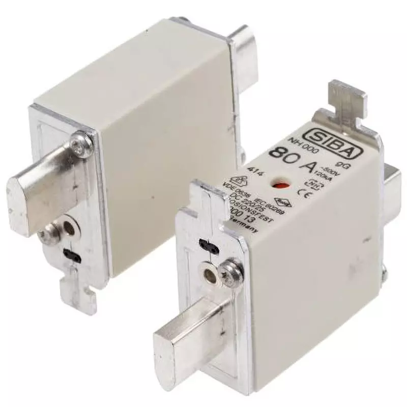 SIBA Fuse Link 80 A Rated Current 500 AC Rated Voltage NH000 Fuse, 20-000-13/80E1 (Pack of 3)