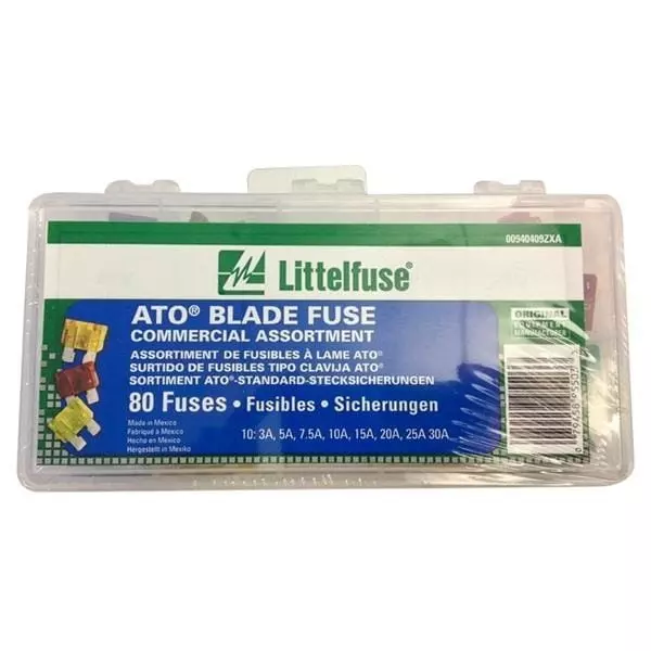 Littelfuse Pro-Tek 80 Piece ATO Blade Fuse Assortment 3 Amp to 30 Amp Current Rating, 00940409Z
