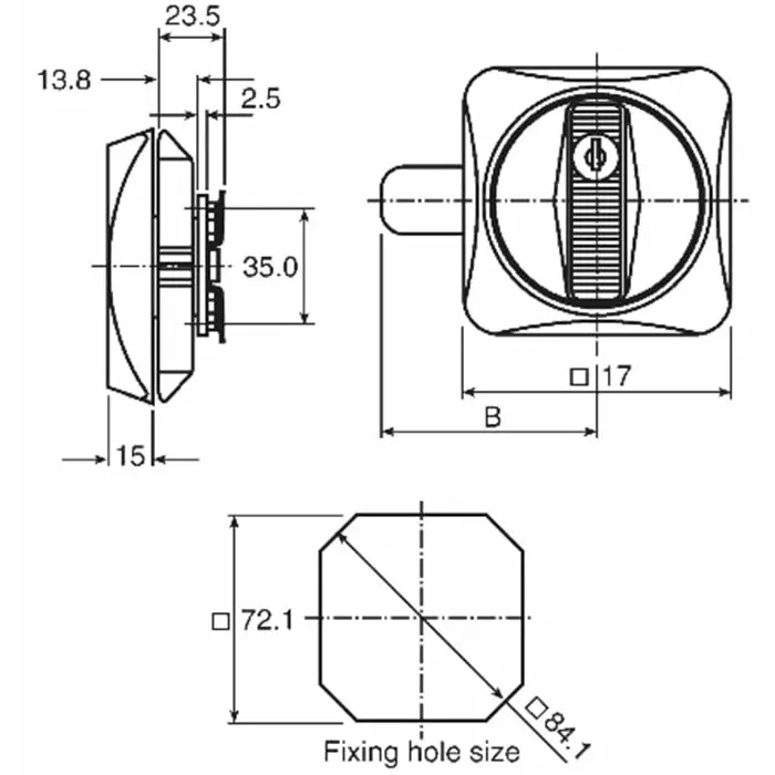 Euro-Locks a Lowe Fletcher group Company Black Metal Plastic Locking Handle Flush, 1691082