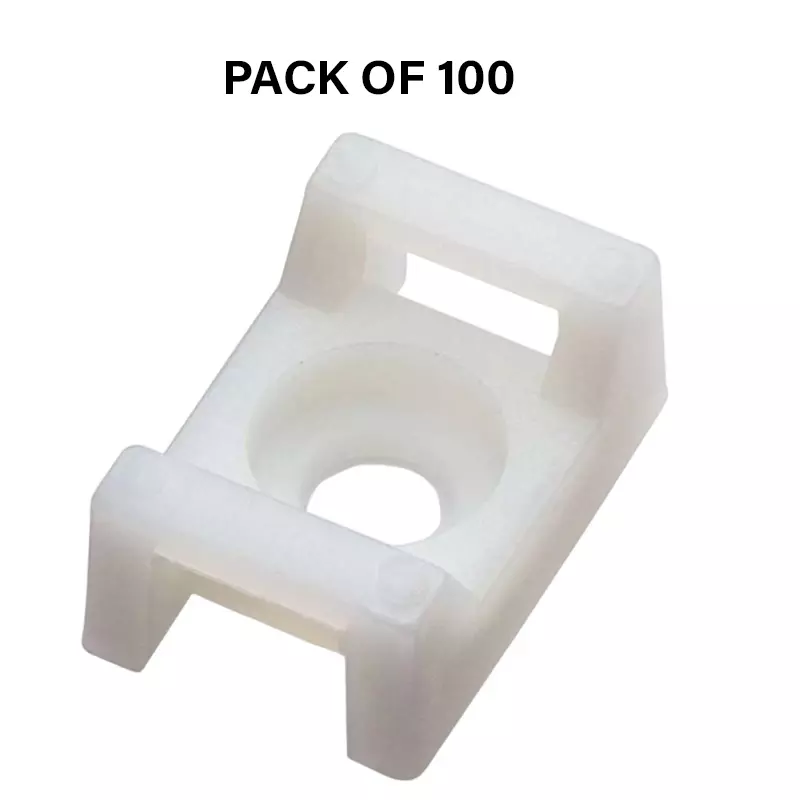 Partex Cable Tie Saddle Screw Mount White Color Nylon, Length 23.4 mm and Width 15.7 mm, SM 3 (Pack of 100)