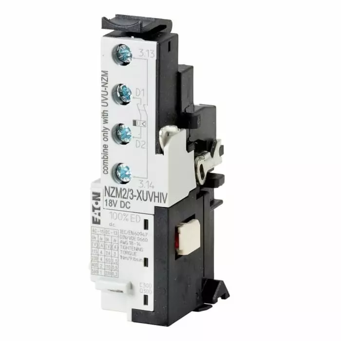 EATON Moeller NZM Undervoltage Release for use with N(S)2(-4), N(S)3(-4), NZM2(-4), NZM3(-4), 259684 NZM2/3-XUVHIV