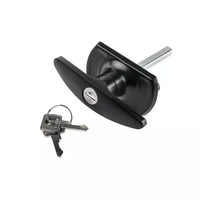 Euro-Locks a Lowe Fletcher group Company Black Die Cast Zinc Locking Handle T-Handle, 1616753