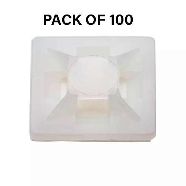 Partex Cable Tie Base Natural Color Nylon, Size 20x20 mm, HFC 1/4 (Pack of 100)