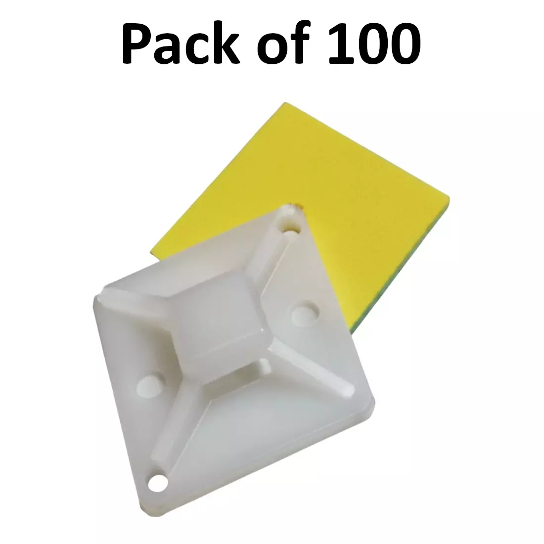 Elettro Self Adhesive Tie Mount White HDPE Body, Size 25x25 mm, ETHD-25 (Pack of 100)