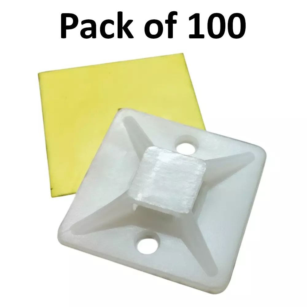 Elettro Self Adhesive Tie Mount White HDPE Body, Size 40x40 mm, ETHD-40 (Pack of 100)