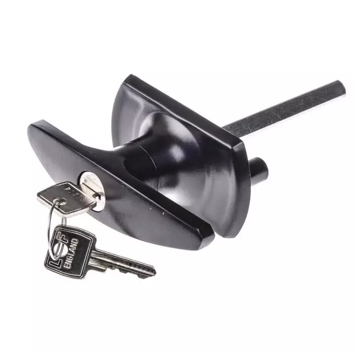 Euro-Locks a Lowe Fletcher group Company Black Die Cast Zinc Locking Handle T-Handle, 1613708