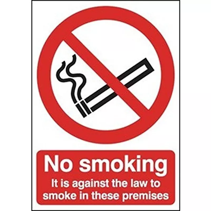RS PRO Prohibition Sign No Smoking It Is Against the Law White Polyester 148 mm 210 mm Self Adhesive, 146435