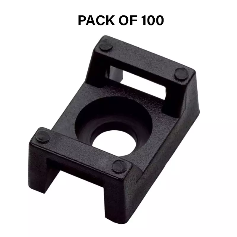Partex Cable Tie Saddle Screw Mount Black Color Nylon, Length 23.4 mm and Width 15.7 mm, SM 3 (Pack of 100)