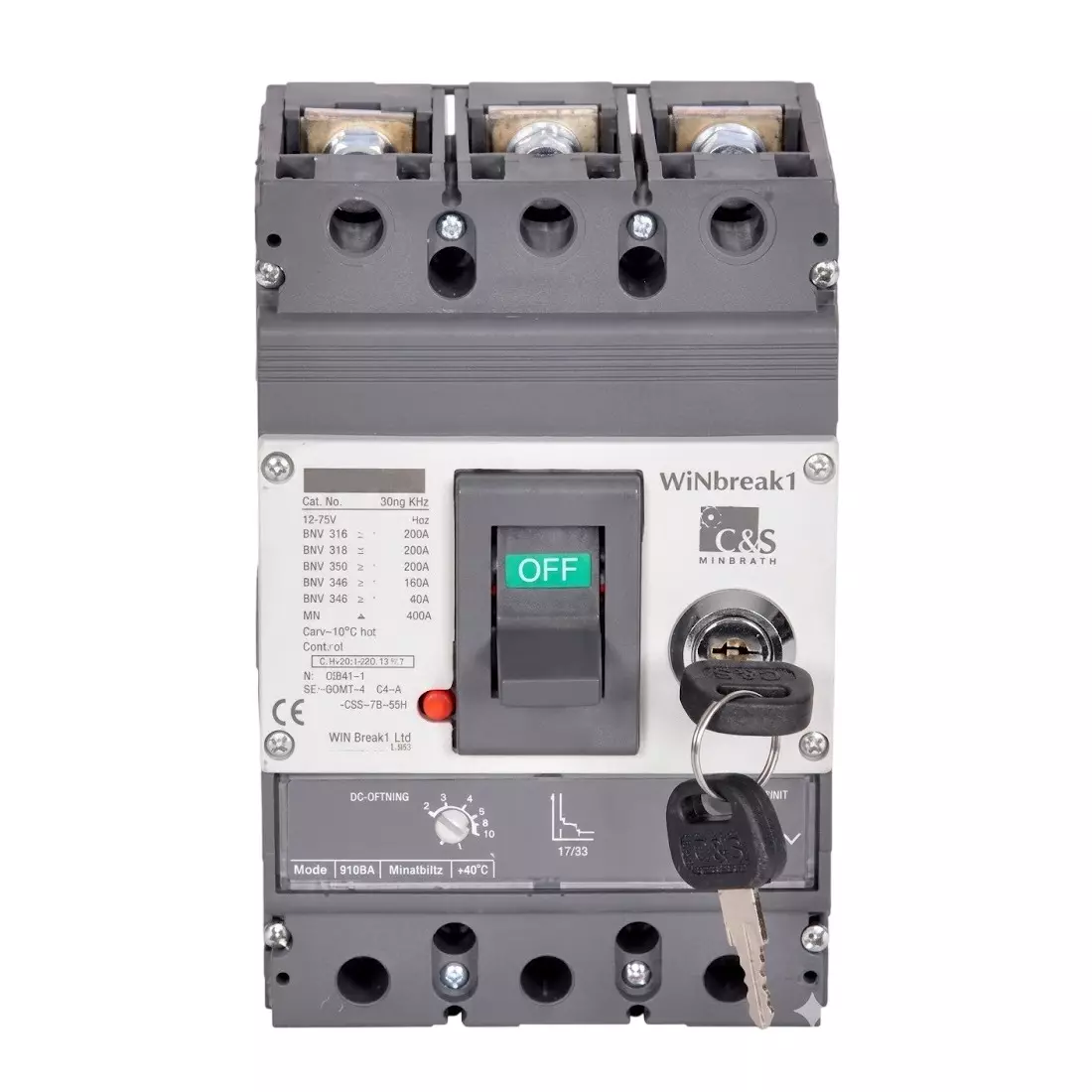 C&S Electric Key Lock Factory Fitted Suitable for 4 Pole CSE1 WB1 MCCBs, KLW1-125-4P