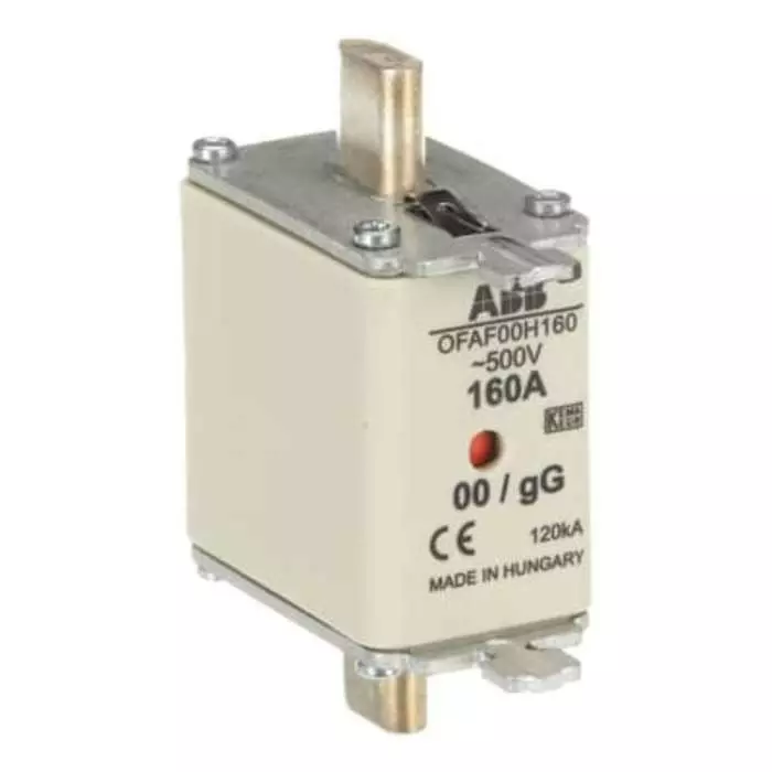 ABB 160A Centred Tag Fuse, NH00, 500V, OFAF00H1601SCA022627R1710