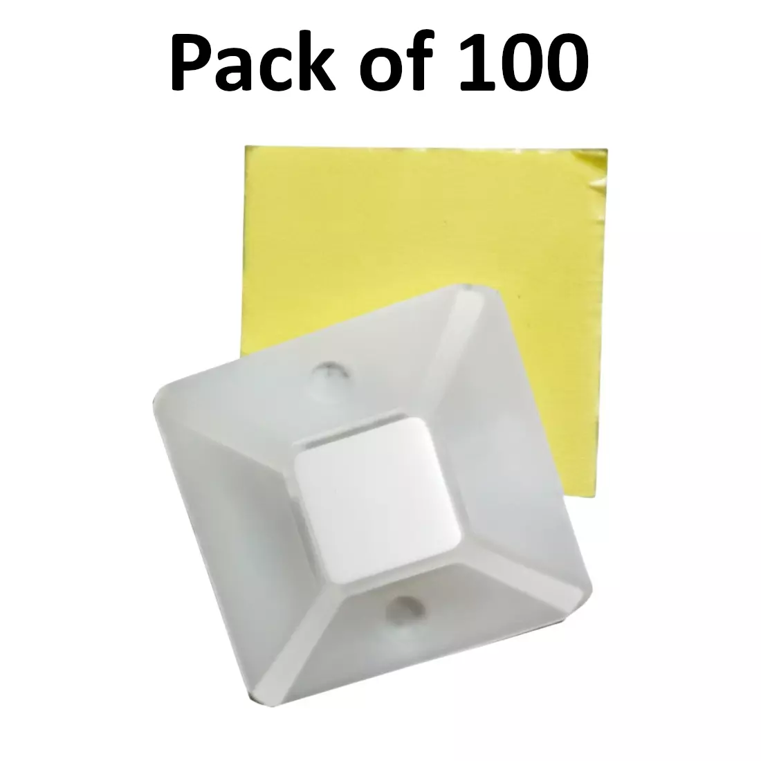 Elettro Self Adhesive Tie Mount White HDPE Body, Size 19x19 mm, ETHD-19 (Pack of 100)