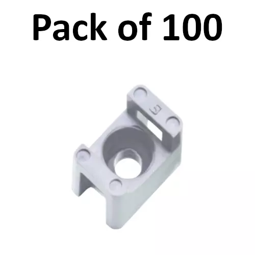 Elettro Screw Type Tie Mount Grey Polyamide 6 Plastic Body, Size 22.5x16x9.8 mm, ET4(PA) (Pack of 100)