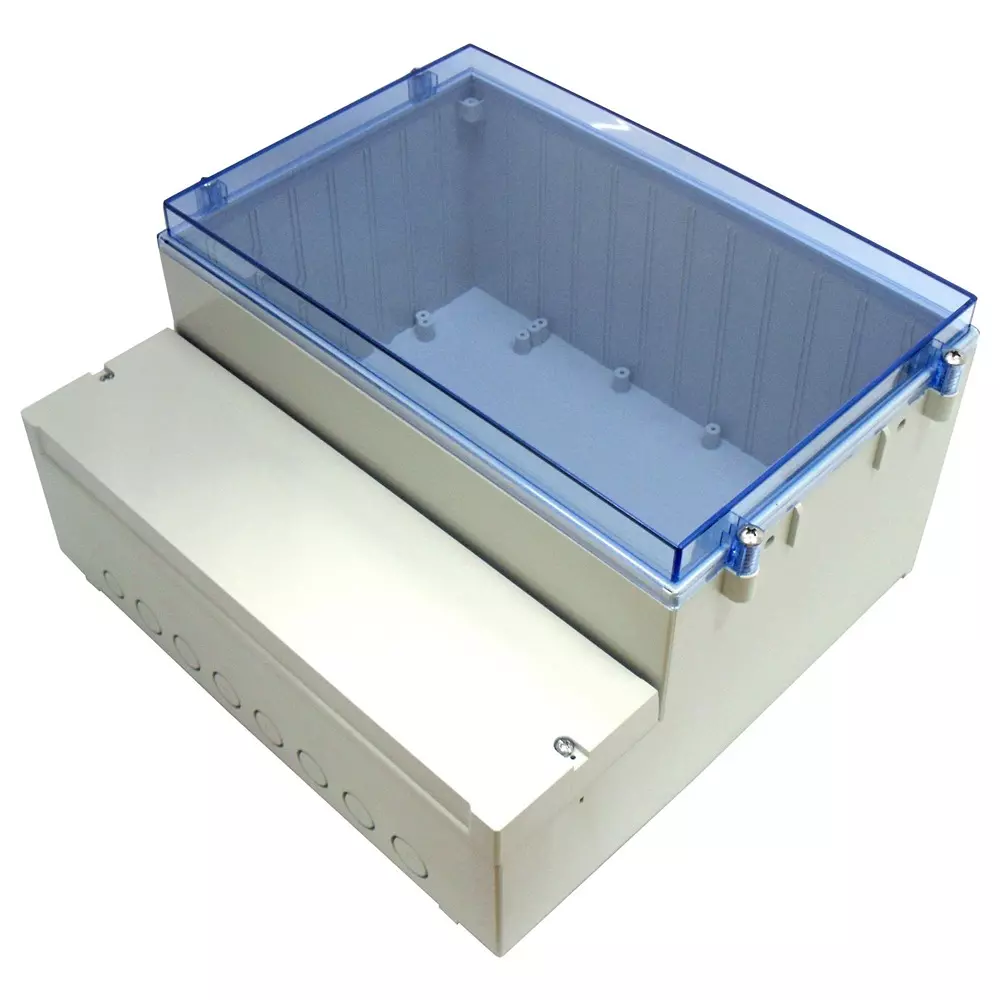 MULTICOMP PRO Enclosure ABS Dual Compartment 281 mm Height Grey, Transparent, MC003614