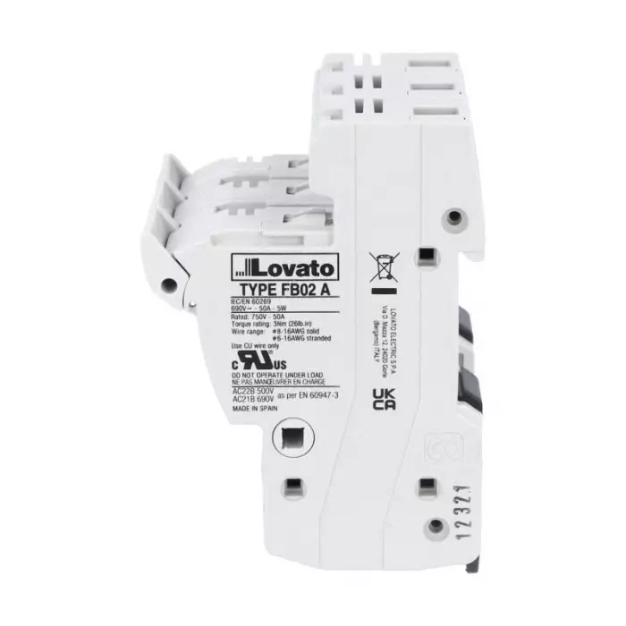 Lovato 50A Fuse Holder for 14 x 51 mm Fuse, 3P, 690 V AC, FB02A3P