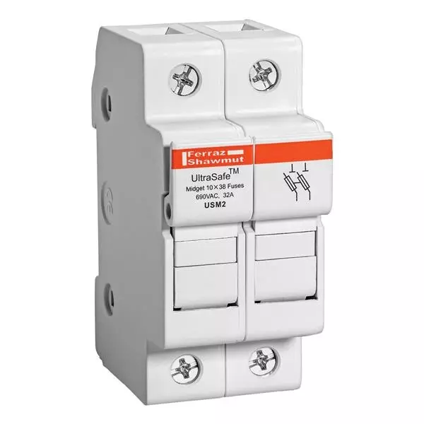 Mersen Fuse Holders DIN Rail 2 Pole 30 A Current Rating 800 VAC, 1 kVDC Voltage Rating, USM2
