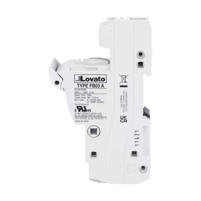 Lovato 100A Base Mount Fuse Holder for 22 x 58 mm Fuse, 1P, 690 V AC, FB03A1P