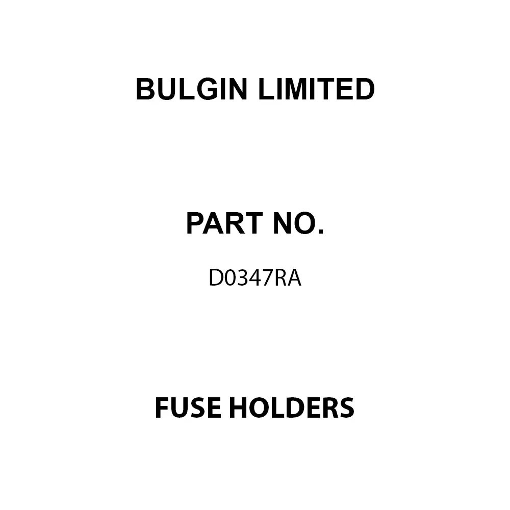 BULGIN LIMITED Fuse Holders Panel Mount 1 Pole 16 A Current Rating 250 V Voltage Rating, D0347RA
