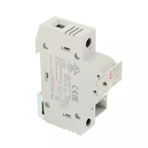 ALTECH Fuse Holders DIN Rail 1 Pole 30 A Current Rating 600 VAC Voltage Rating, 002540101