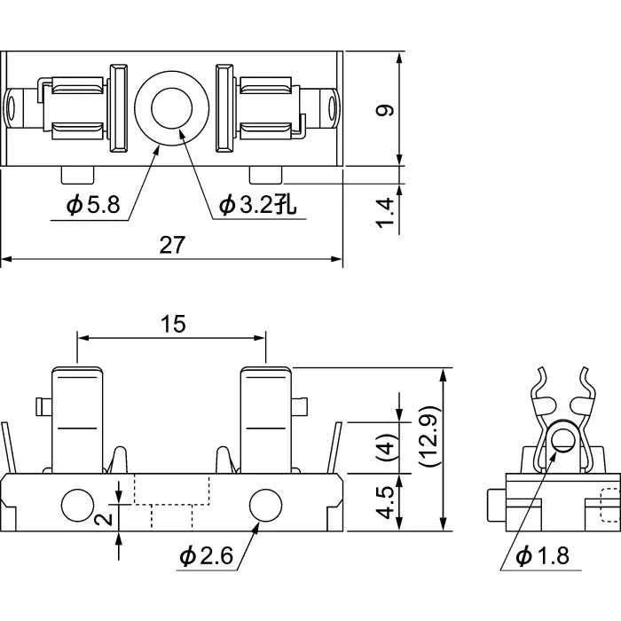 Sato Parts 5A Fuse Holder No for 5.2x20 mm Fuse 125 V AC, F-60-B