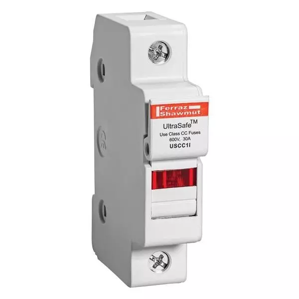 Mersen Fuse Holders DIN Rail 1 Pole 30 A Current Rating 600 VAC, 600 VDC Voltage Rating, USCC1I