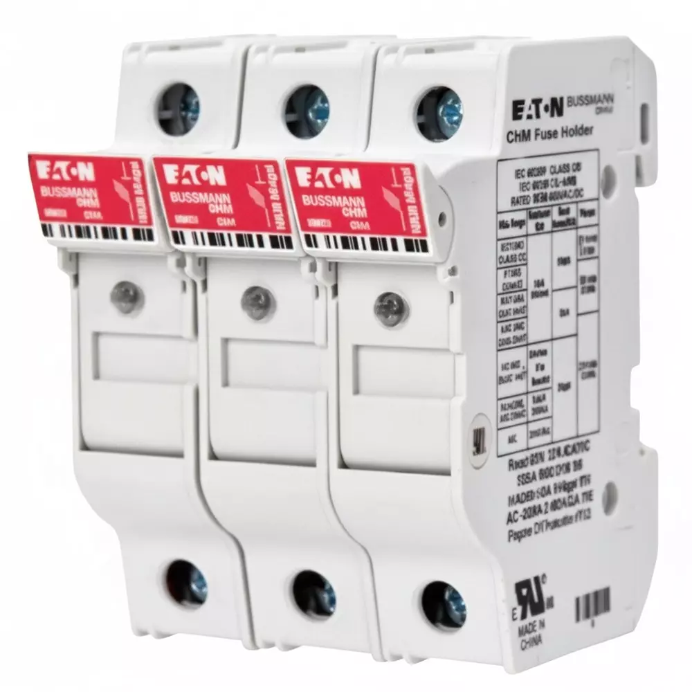 EATON Fuse Holders DIN Rail 3 Pole 30 A Current Rating 600 V Voltage Rating, CHM3DNU