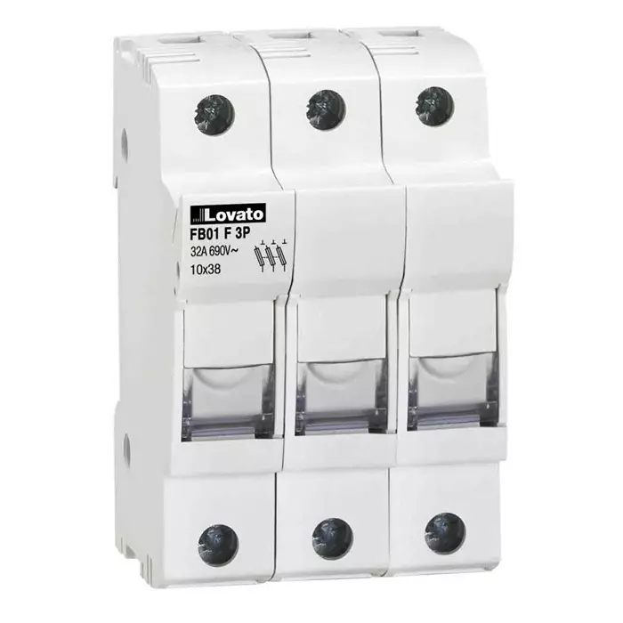 Lovato 32A Rail Mount Fuse Holder, 3P, 690 V AC, FB01F3P