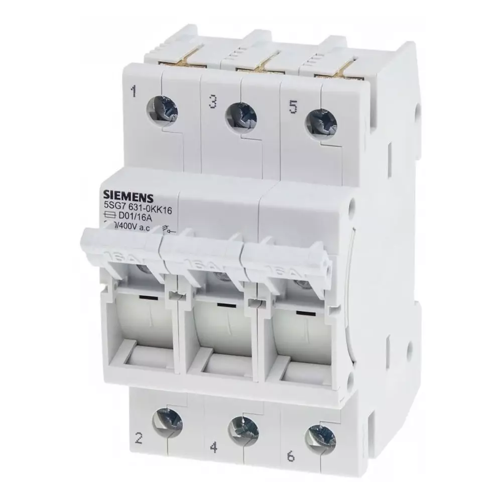 Siemens Fuse Switch Disconnector, 3 Pole, 16A Max Current, 16A Fuse Current, 5SG7631-0KK16