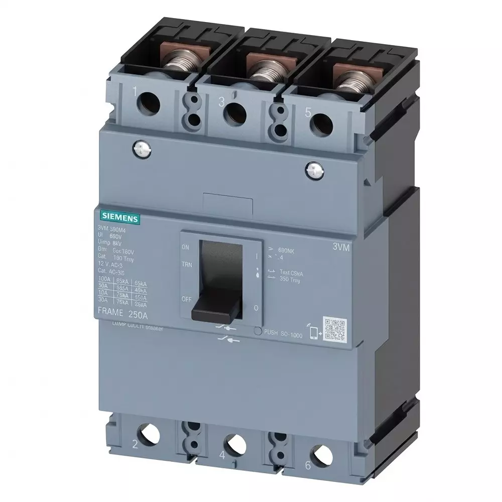Siemens Sentron 3VM Series Switch Disconnector Without Protection 3 Pole 3VM12 Frame Size and 250 A Rated Current, 3VM1225-1AA32-0AA0