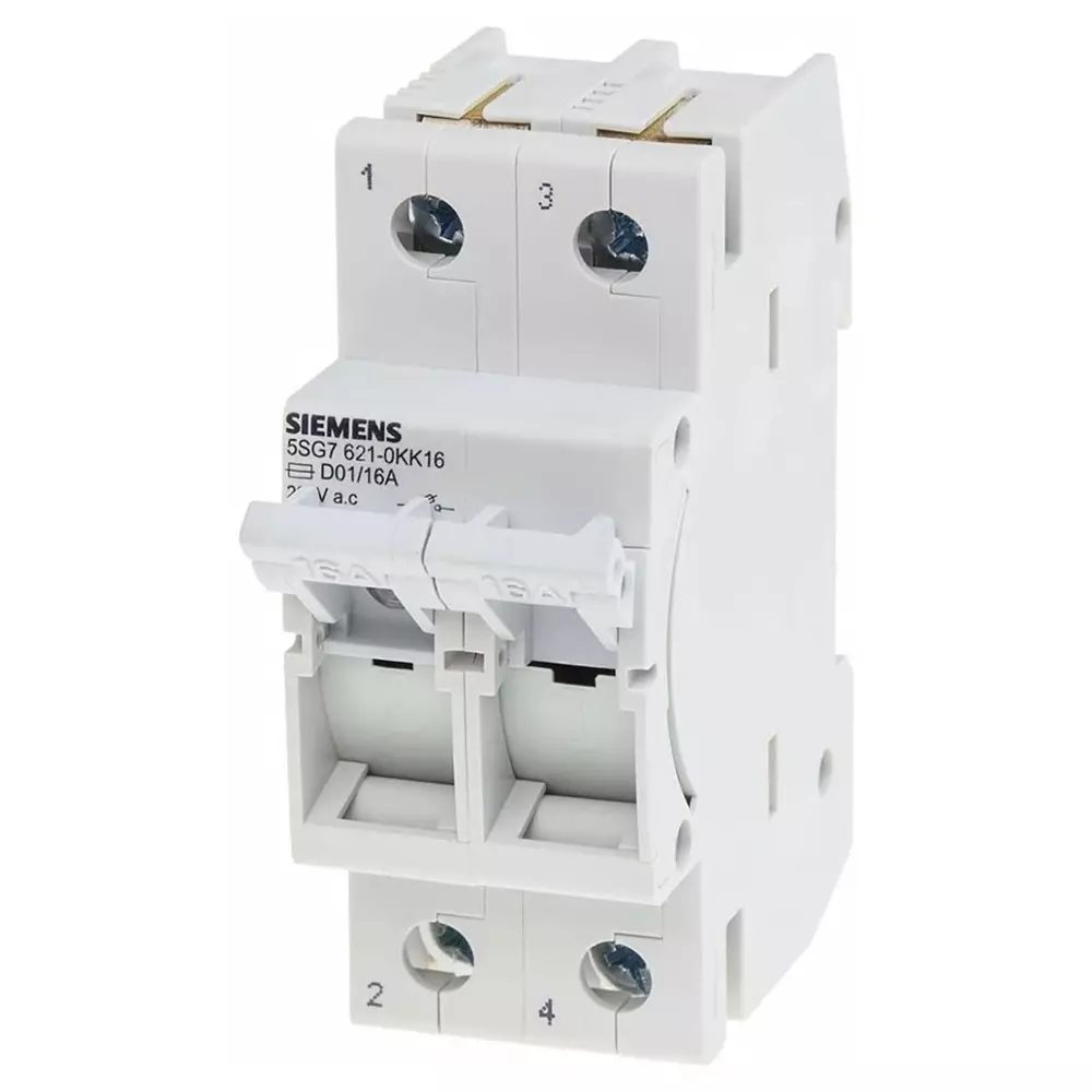 Siemens Fuse Switch Disconnector, 2 Pole, 16A Max Current, 16A Fuse Current, 5SG7621-0KK16