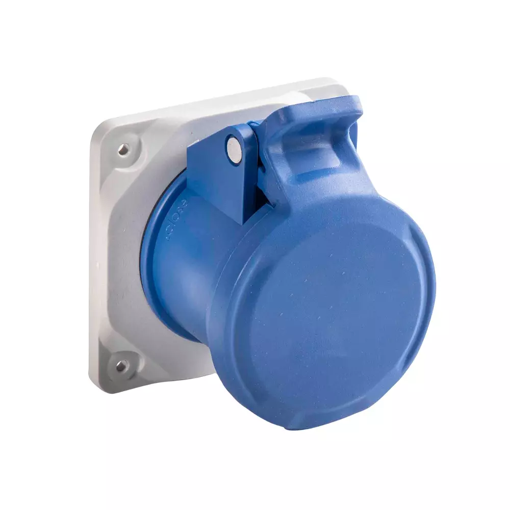 CAPE Electric Straight Socket Panel Mounted CEE Type IP67 2P+E Pole 63 A Current 200-250 V, 24280