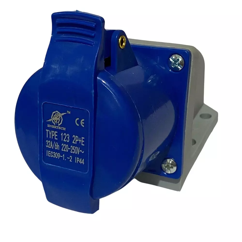 ENERTECH Industrial Wall Socket 16A Current Rating 3 Pin with IP67 Protection, EN-1132-4