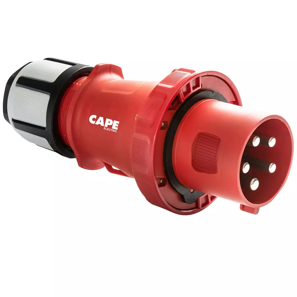 CAPE Electric Mobile Plug Nickel-Plated Contact with Pilot Contact CEE Type IP44 3P+N+E Pole 16 A Current 380-415 V, 13301