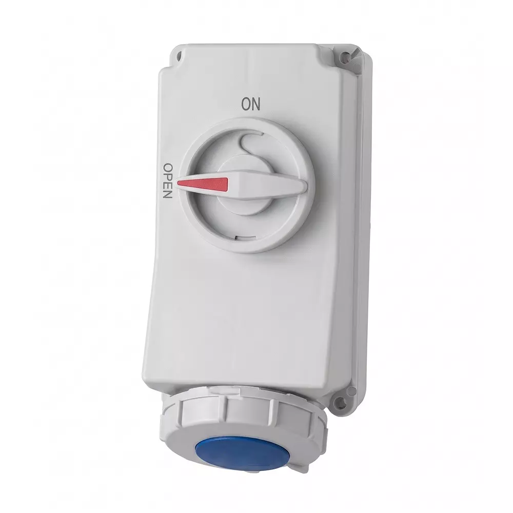 Salzer Wall Mounted Socket Switched with Interlock 16 Amp 3 Pole+Neutral+Earth IP 67 Rating 400 V, IP01656-5603