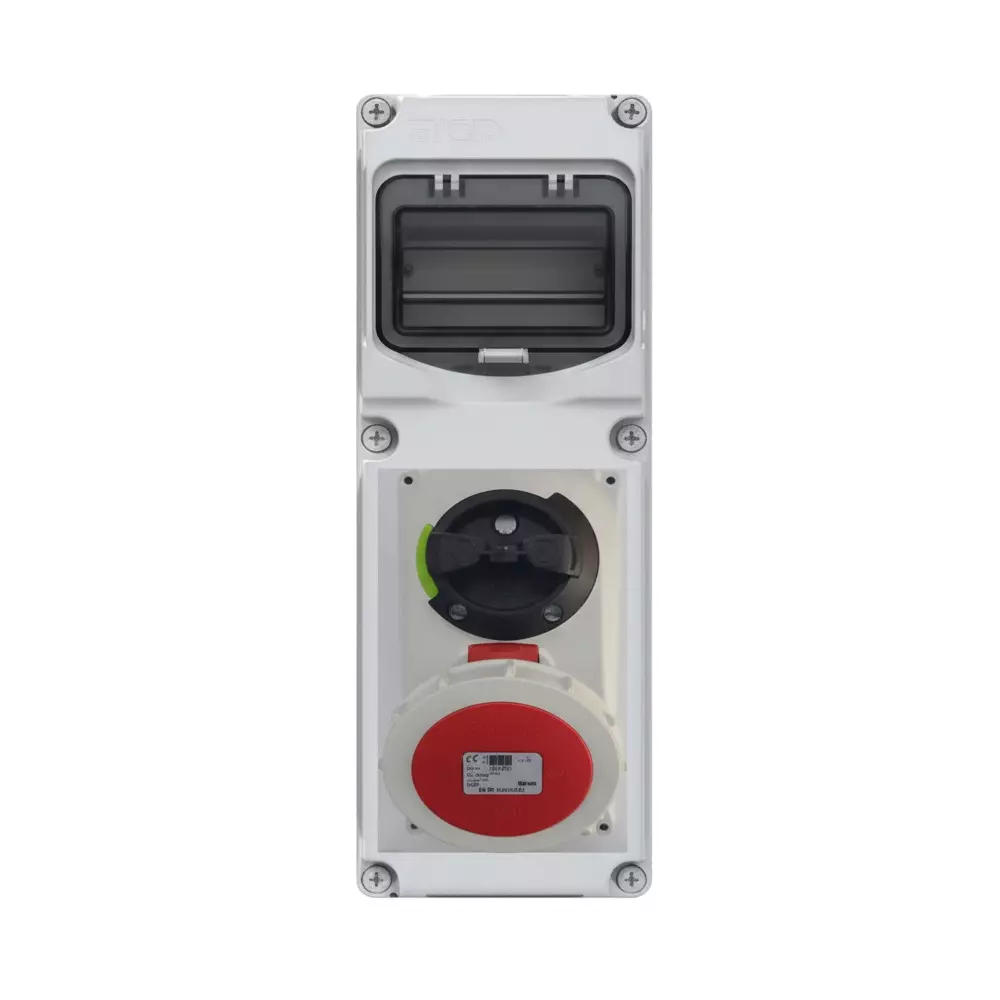 CAPE Electric Interlocked Socket with DIN Rail CEE Type IP44 2P+E Pole 16 A Current 200-250 V, 15806 11 IP44