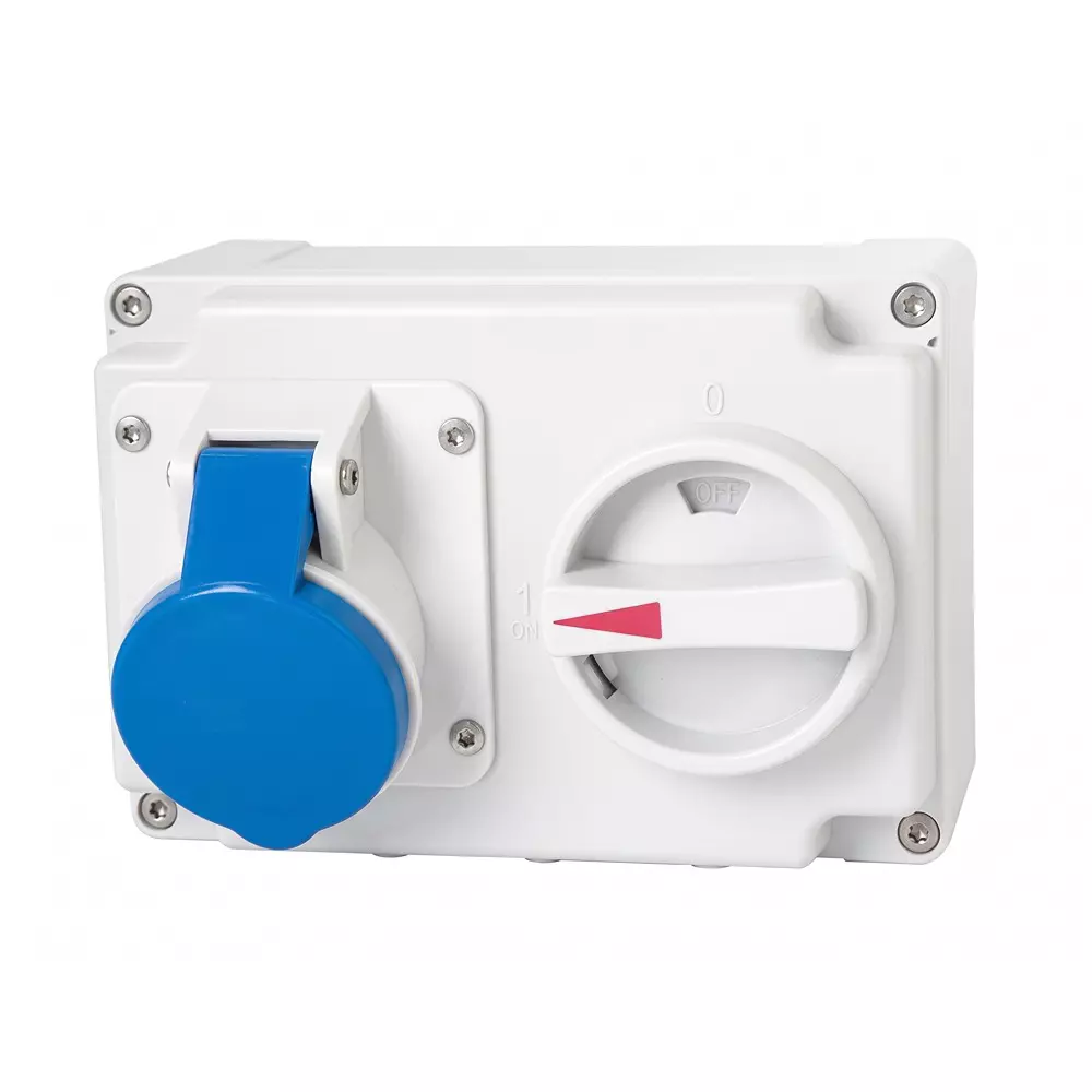 Salzer Wall Mounted Socket Switched with Interlock 16 Amp 2 Pole+Earth IP 44 Rating 230 V, IP01634-7274