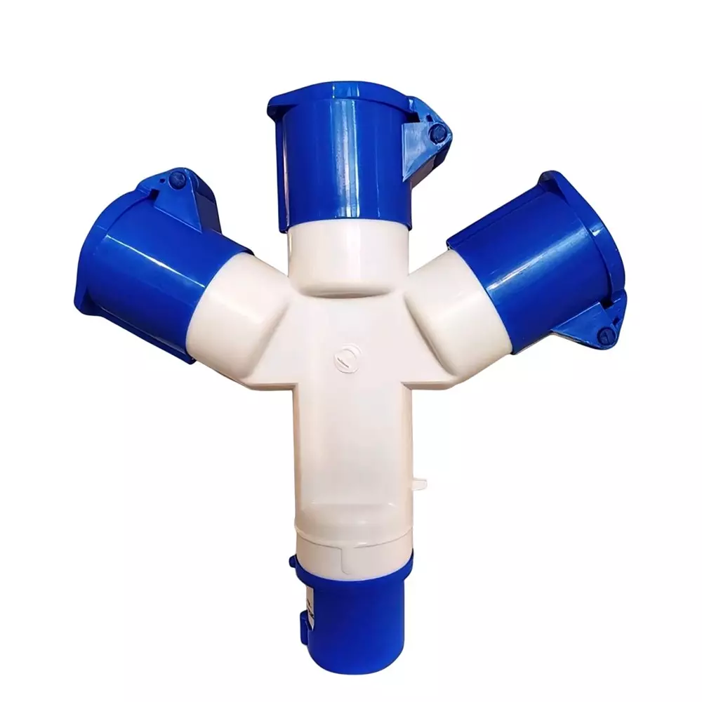 FTC Industrial Socket 16 A 3-Pin 3-Way IP-44 White & Blue, 1013